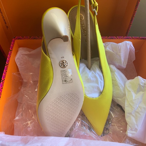 Tory Burch Shoes - Authentic TORY BURCH Satin/leather colorblock heels sling pump